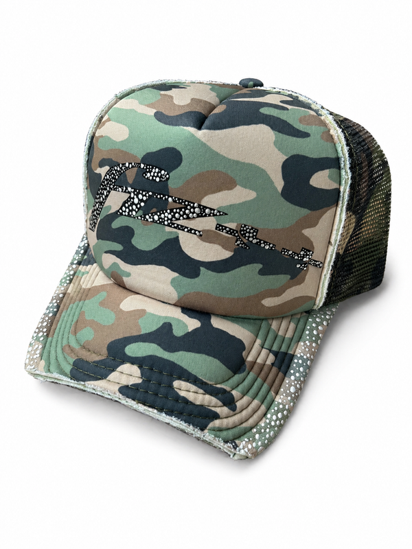 Fiz Trucker Snapback Hat (camo/black)