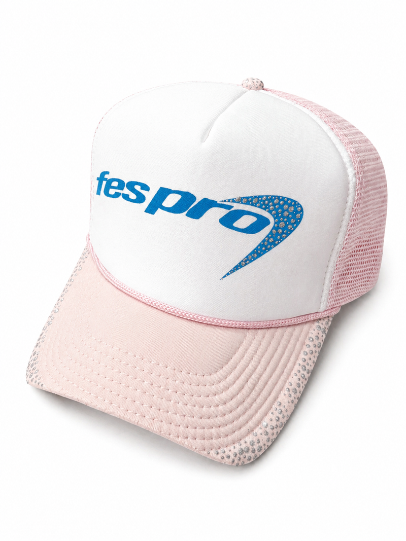 Fiz Trucker Snapback Hat (baby pink/blue)